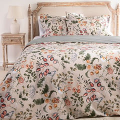 ROBERTA - Funda de Duvet Estampada de Algodón con cierre de botones Allen. Forro de Plumón Piedad para cama doble, queen y king