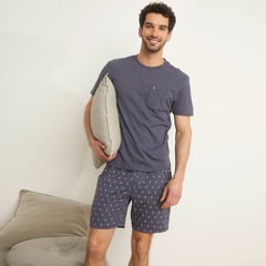 NEWPORT - Pijama Hombre Manga corta con Estampado de Algodón