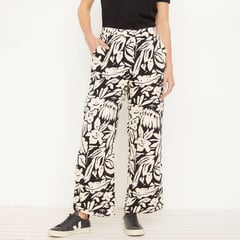 NEWPORT - Pantalón Palazzo Mujer Tiro alto Animal print