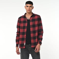 BEARCLIFF - Camisa Hombre De Cuadros Manga larga Regular en Algodón