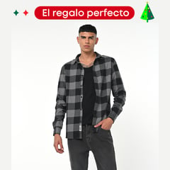 BEARCLIFF - Camisa Hombre De Cuadros Manga larga Regular en Algodón