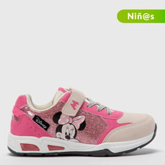 DISNEY - Tenis con luces Minnie Mouse para Niña con Velcro