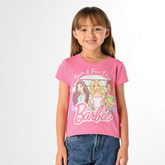 BARBIE - Camiseta Niña con Estampado Manga corta Algodón