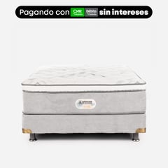 AMERICANA DE COLCHONES - Colchón con Base Cama Sencillo Firmeza Media Ortopédico Resortado con Pillow Non Flip 100x190cm - Sin Intereses, Te Devolvemos el 100% de los Intereses Pagando con Tarjeta CMR Banco Falabella Pagando a 3, 4, 6, 12 o 24 Cuotas