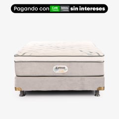 AMERICANA DE COLCHONES - Colchón con Base Cama Sencillo Firmeza Media Ortopédico Resortado con Pillow Non Flip 100x190cm - Sin Intereses, Te Devolvemos el 100% de los Intereses Pagando con Tarjeta CMR Banco Falabella Pagando a 3, 4, 6, 12 o 24 Cuotas