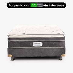 AMERICANA DE COLCHONES - Colchón con Base Cama Sencillo Firmeza Suave Ortopédico Resortado con Pillow Non Flip 100x190cm - Sin Intereses, Te Devolvemos el 100% de los Intereses Pagando con Tarjeta CMR Banco Falabella Pagando a 3, 4, 6, 12 o 24 Cuotas