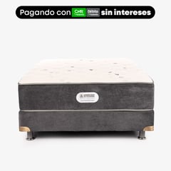 AMERICANA DE COLCHONES - Colchón con Base Cama Semidoble Firmeza Media Ortopédico Resortado Non Flip 120 x 190 cm - Compra Sin Intereses, Te Devolvemos el 100% de los Intereses Pagando con Tarjeta CMR Banco Falabella Pagando a 3, 4, 6, 12 o 24 Cuotas