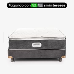 AMERICANA DE COLCHONES - Colchón con Base Cama Semidoble Firmeza Media Ortopédico Resortado con Pillow Non Flip 120x190cm - Sin Intereses, Te Devolvemos el 100% de los Intereses Pagando con Tarjeta CMR Banco Falabella Pagando a 3, 4, 6, 12 o 24 Cuotas