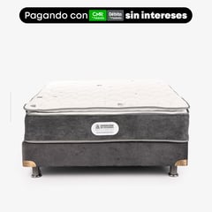 AMERICANA DE COLCHONES - Colchón con Base Cama King Firmeza Media Ortopédico Resortado con Pillow Non Flip 200x200cm -Compra Sin Intereses Te Devolvemos el 100% de los Intereses Pagando con Tarjeta CMR Banco Falabella Pagando a 3, 4, 6, 12 o 24 Cuotas