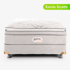 AMERICANA DE COLCHONES - Colchón con Base Cama Semidoble Firmeza Media Ortopédico Resortado con Pillow Premium Top 120 x 190 cm + Almohada - Te Devolvemos el 100% de los Intereses Pagando a 3, 6, 12 o 24 Cuotas con Tarjeta CMR Banco Falabella