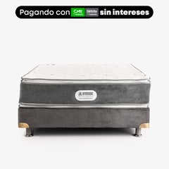 AMERICANA DE COLCHONES - Colchón con Base Cama Doble Firme Ortopédico Resortado con Pillow Golden 140x190cm +2 Almohadas - Sin Intereses, Te Devolvemos el 100% de los Intereses Pagando con Tarjeta CMR Banco Falabella Pagando a 3, 4, 6, 12 o 24 Cuotas