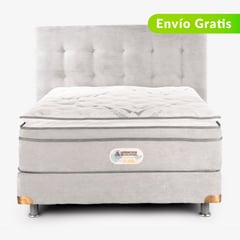 AMERICANA DE COLCHONES - Colchón con Base Cama Doble Firmeza Media Ortopédico Resortado con Pillow Premium Top 140 x 190 cm - Compra Sin Interes, Te Devolvemos el 100% de los Intereses Pagando a 3, 6, 12 o 24 Cuotas con Tarjeta CMR Banco Falabella