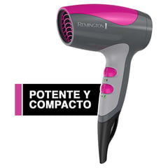 REMINGTON - Secador de cabello Compacto, secador de pelo cerámica + iones y turmalina, secador de viaje con concentrador de aire