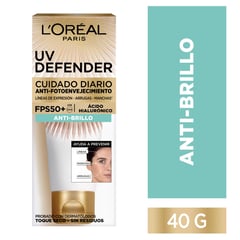 LOREAL PARIS - Fotoprotector Crema UVDefender AntiBrillo FPS para Todo tipo de piel 40 g