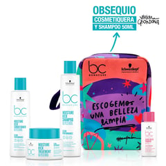 BONACURE BY SCHWARZKOPF - Tratamiento capilar Bonacure Kit Moisture Kick De Hidratación capilar Shampoo 250ml, acondicionador 200ml, tratamiento 200ml Moisture Kick y Cosmetiquera Viviana Grondona + Mini