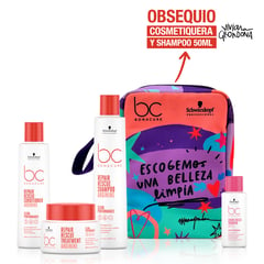 BONACURE BY SCHWARZKOPF - Tratamiento capilar Bonacure Kit Repair Rescue De Recuperación Capilar 1 Reparación Shampoo 250ml, acondicionador 200ml, tratamiento 200ml Repair Rescue y Cosmetiquera Viviana Grondona + Mini Viviana