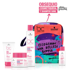 BONACURE BY SCHWARZKOPF - Tratamiento capilar Bonacure Kit Color Freeze Cuidado Color Capilar 2 Protección del color Shampoo 250ml, tratamiento 200 ml, crema brillo 150ml Color Freeze Silver y Cosmetiquera Viviana Grondona + Mini