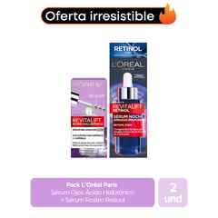 LOREAL PARIS - Pack incluye: Serúm Ojos Ácido Hialurónico + Serúm Retinol