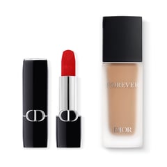 DIOR - Rouge Dior Barra de labios 999 Velvet + Base Líquida Dior Forever Matte 2.5N Dior 30 ml