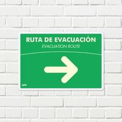 FIXSER - Señal Ruta Evacuación Derecha Fotoluminiscente 22X15Cm