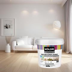 KOLOR - Pintura para Interior 5 Galones Blanco Mate Súper Lavable