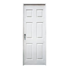 FORTIS DOORS - Puerta 0.80x2.10mt Blanco Galvanizada 6 Paneles - Apertura Derecha Calibre 22