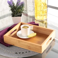 JUST HOME COLLECTION - Bandeja Rectagunlar En Bambu De 25.5 X20.5 X5 Cm