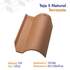 GENERICO - Teja Barro S Bogota 45.7x28.6cm 3.04kg 10.3 U/M2 Util