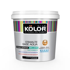 KOLOR - Esmalte Exterior Blanco 1/4 Galón Base Agua