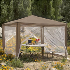 KLIMBER - Toldo Comedor Camping Con Base Textil Taupe 3x3 Metros