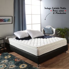 HIGH CLASS - Colchón Basic Pillow Doble 140X190Cm + Base Cama + Almohadas