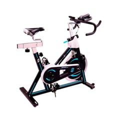 SPORTFITNESS - Bicicleta Spinning Genoa Con Monitor Capacidad 120 Kg Color Blanco/Rosado