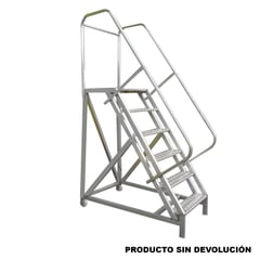 FANES - Escalera Certificada Tipo Avion en Aluminio 6 Pasos 1,50 Metros de 136 Kilogramos de Resistencia