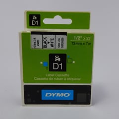 DYMO - Cinta D1 Plástico Color Negro/Blanco 12 mm 7M para Rotulador Lm210280420