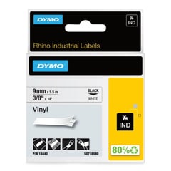 DYMO - Cinta Vinilo Color Negro/Blanco 9mm 5.5M para Rotuladora Rhino 4200/6000