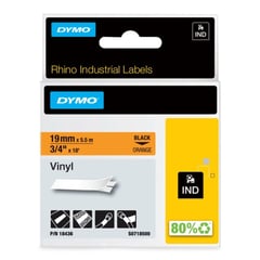 DYMO - Cinta Vinilo Color Negro/Naranja 19 mm 5.5M para Rotuladora Rh 4200/6000