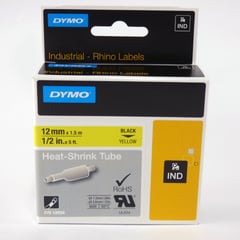 DYMO - Cinta Termoencogible Negro/Amarillo 12mm 1.5M para Rotuladora Rh4200/6000