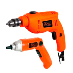 BLACK+DECKER - Combo Taladro Percutor 3/8 pulg TB550 + Atornillador Inalámbrico 3.6V 9036 B+D