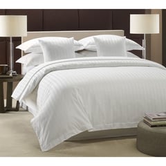 JUST HOME COLLECTION - Forro Duvet Doble Sateen Stripe 100% Algodón Blanco