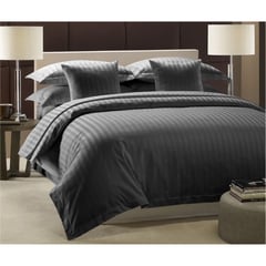 JUST HOME COLLECTION - Forro Duvet Doble Sateen Stripe 100% Algodón Gris