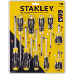 STANLEY - Juego de Destornilladores 10 Piezas CushionGrip