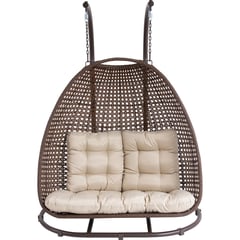 JUST HOME COLLECTION - Sillón Colgante Rattan Sintético para Dos Personas Taupe