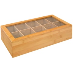 JUST HOME COLLECTION - Caja Te 36X20X9Cm Bambu 10 Divisiones