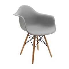 OR DESIGN - Silla Auxiliar Eames Gris con Brazos Patas en Madera