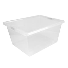 ESTRA - Caja Organizadora Broche Y Ruedas 47x31x62 cm 55 Litros Natural