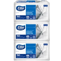 ELITE - Toalla Para Manos Doble Hoja Extrablanca 3 X150 Hojas