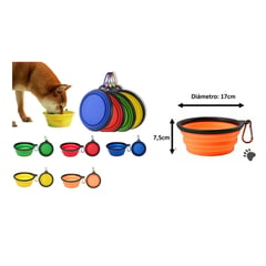 SOLEPET - Tazón en Silicona Para Mascotas Grande Color Naranja 17.5 cm