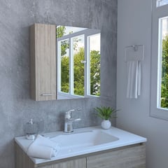 RTA DESIGN - Gabinete para Baño con Espejo 2 Puertas Barcelona 60cm Alto x 60cm Ancho x 14.9 Fondo Miel