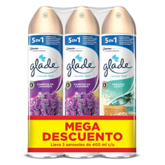 GLADE - Ambientador Aerosol 2 Lavanda + 1 Paraíso 3 x 400 ml