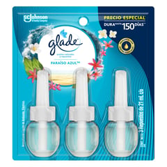 GLADE - Ambientador Aceites Repuesto X3 Unidades Paraiso 63Ml